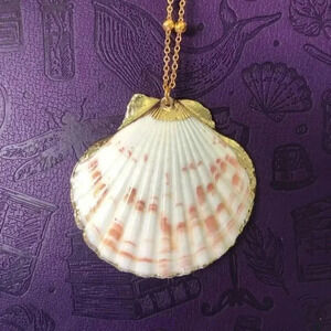 Real Seashell 3 Gold Plated Necklace NWT